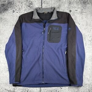 Mountain‎ Hardwear Medium Fleece Jacket Octagon Grid Pattern Blue Black
